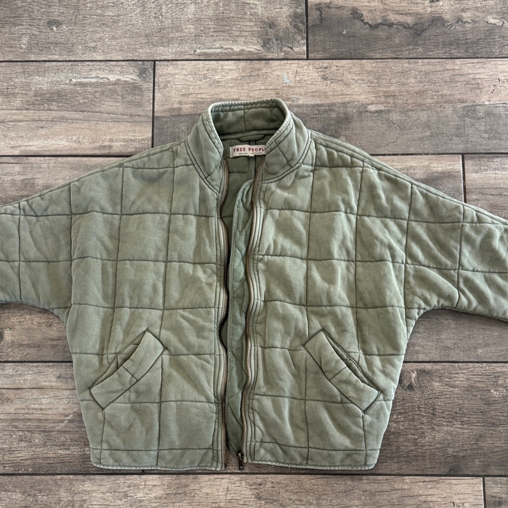Free People Olive Green Quilted Jacket
